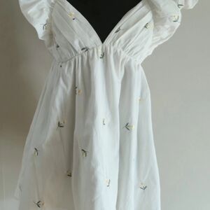 Meet Me In Santorini Floral Print Babydoll Dress Size Small NWT Boho Bohemian